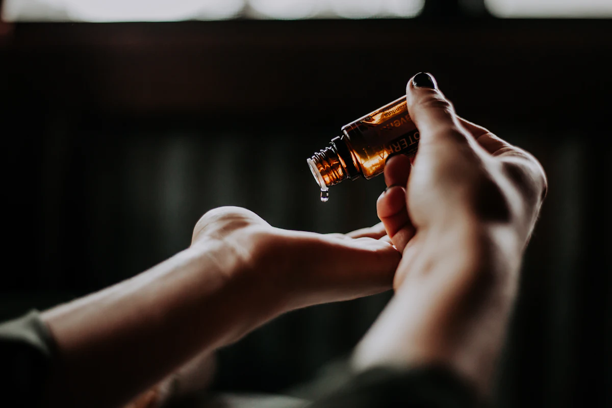 Essential oils and aromatherapy setup in a treatment room at Yoshino Massage in Arlington TX